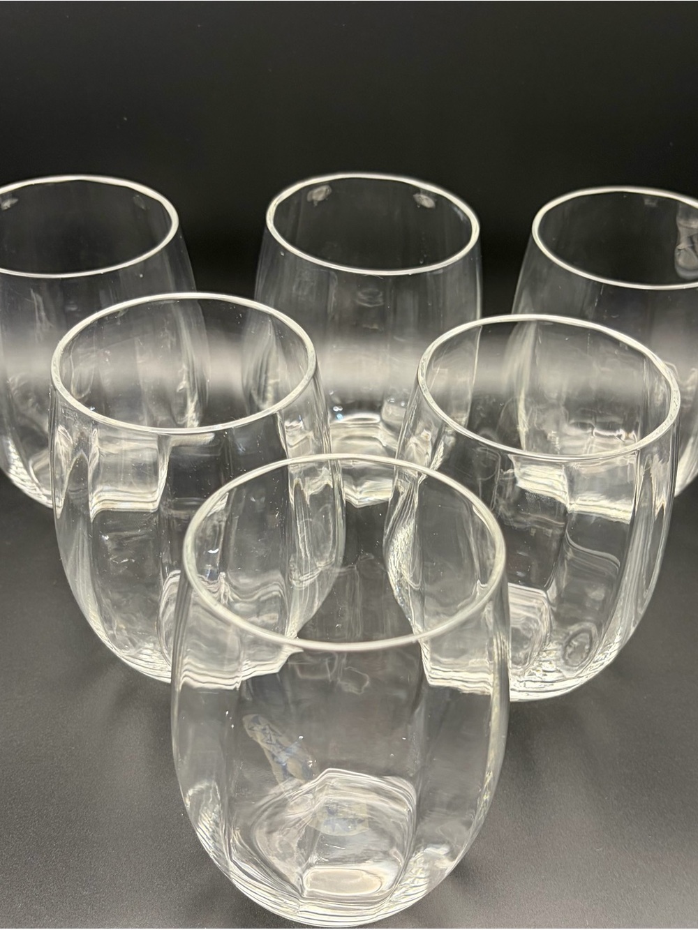 Set of 6 Clear Stemless Wine Glasses - Sleek Transparent Drinkware